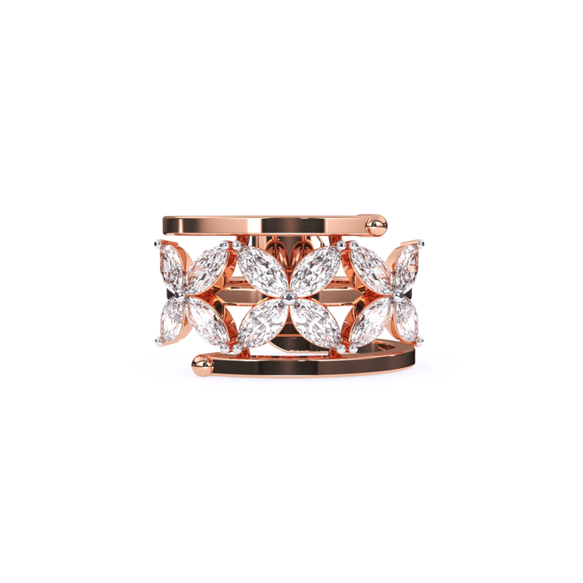Vintage Style Marquise Diamond Flower Ring